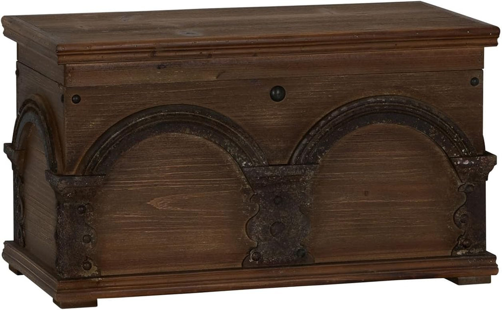 Household Essentials Wooden Arch Trunk Storage Chest, Small, Brown