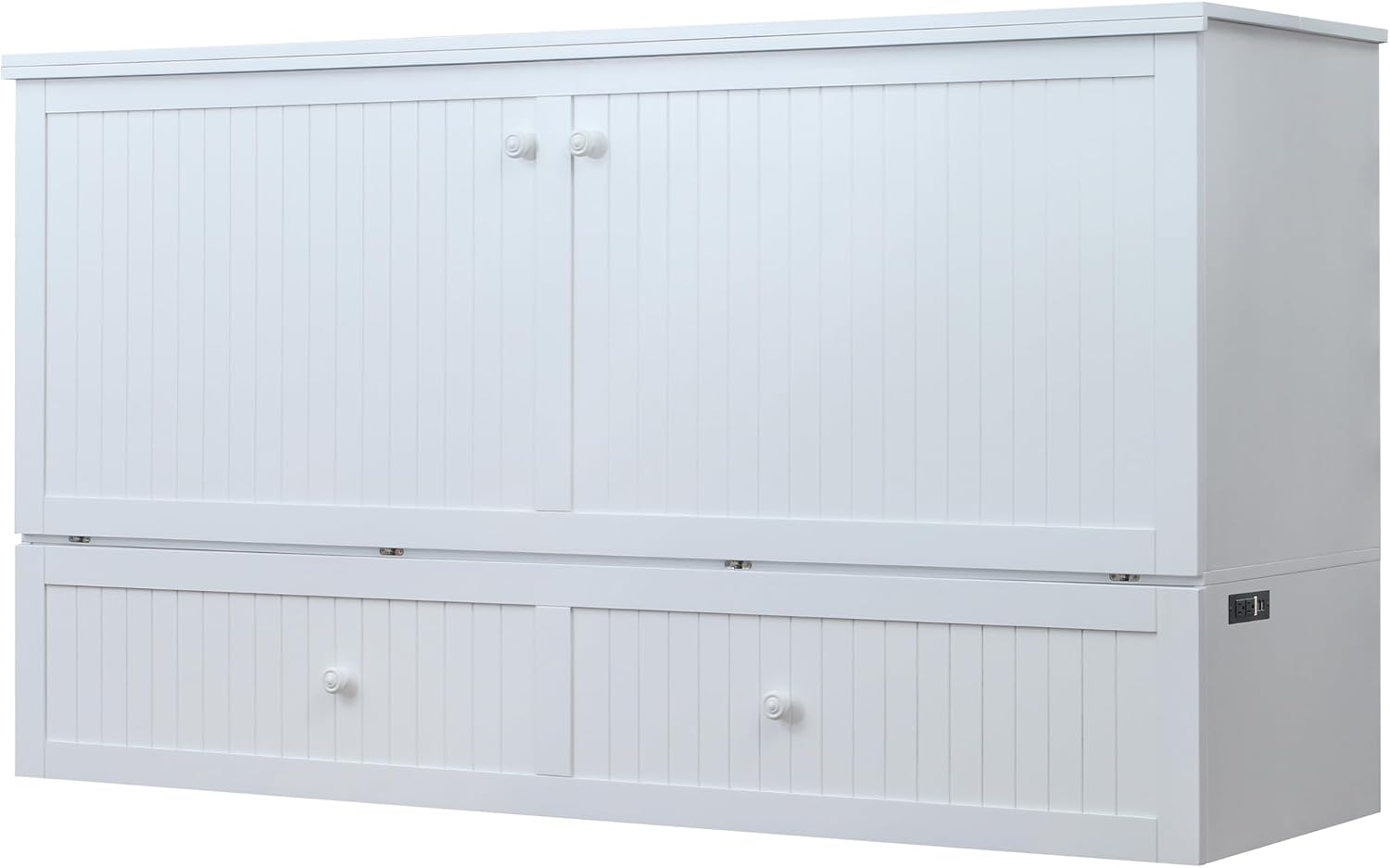Mega Solutions Murphybedz Tuscany Murphy Cabinet Chest Bed with Charging Station 6 Inch (White, King)