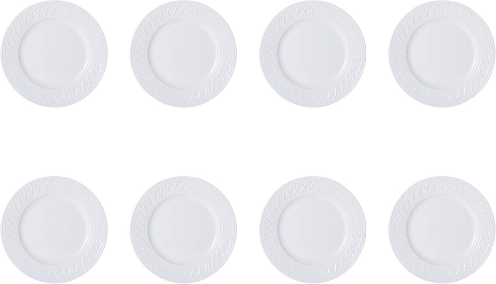 Pfaltzgraff Sylvia 32-Piece White Dinnerware Set, Service for 8, Durable Stoneware Plates, Bowls, and Mugs, Microwave and Dishwasher Safe