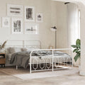 White King Size Metal Bed Frame with Platform Storage, Sturdy Steel Construction and Modern Rectangular Design for Bedroom, Easy Assembly with Screwdriver, Supports Two
