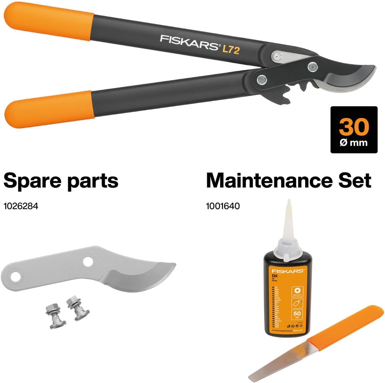 Fiskars 1001555 Podadora piñones Bypass L72, Standard, (Width Ø 2.8 cm)