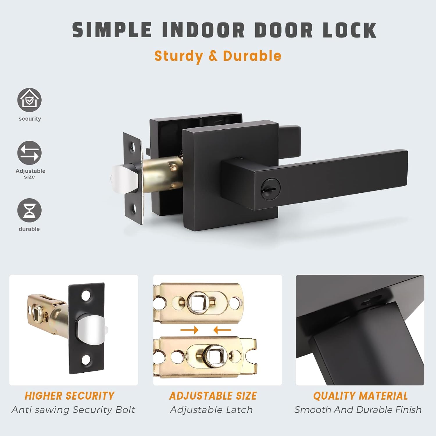 KNOBWELL 5 Pack Heavy Duty Entrance Door Lever Handle(for Office/Front Door), Left/Right Handing, Keyed Alike Black Doorknobs, Matte Black 2.13 lb One Lever