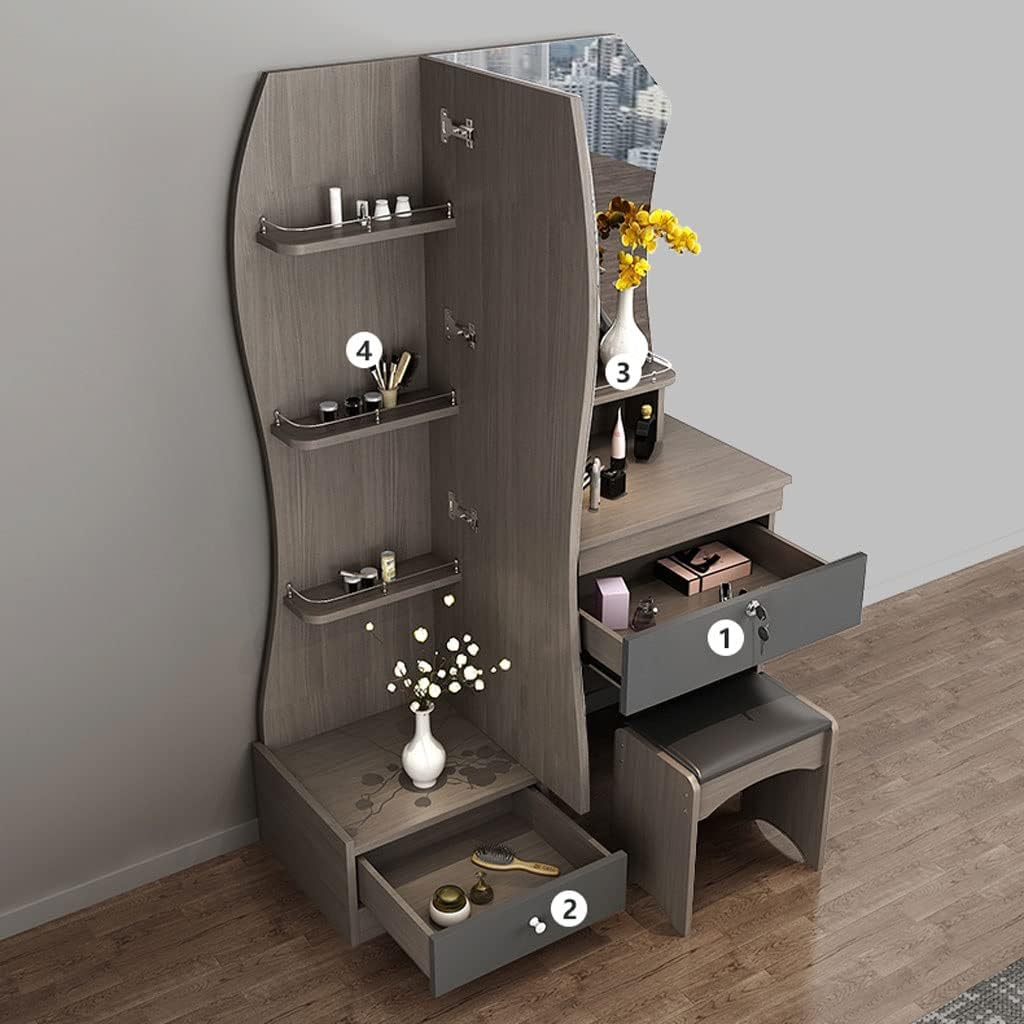 Dressing Table Vanity Table Set Bedroom Storage Dresser Modern Women's Full-Length Mirror Multi-Functional Storage Makeup Table Makeup Vanity Desk
