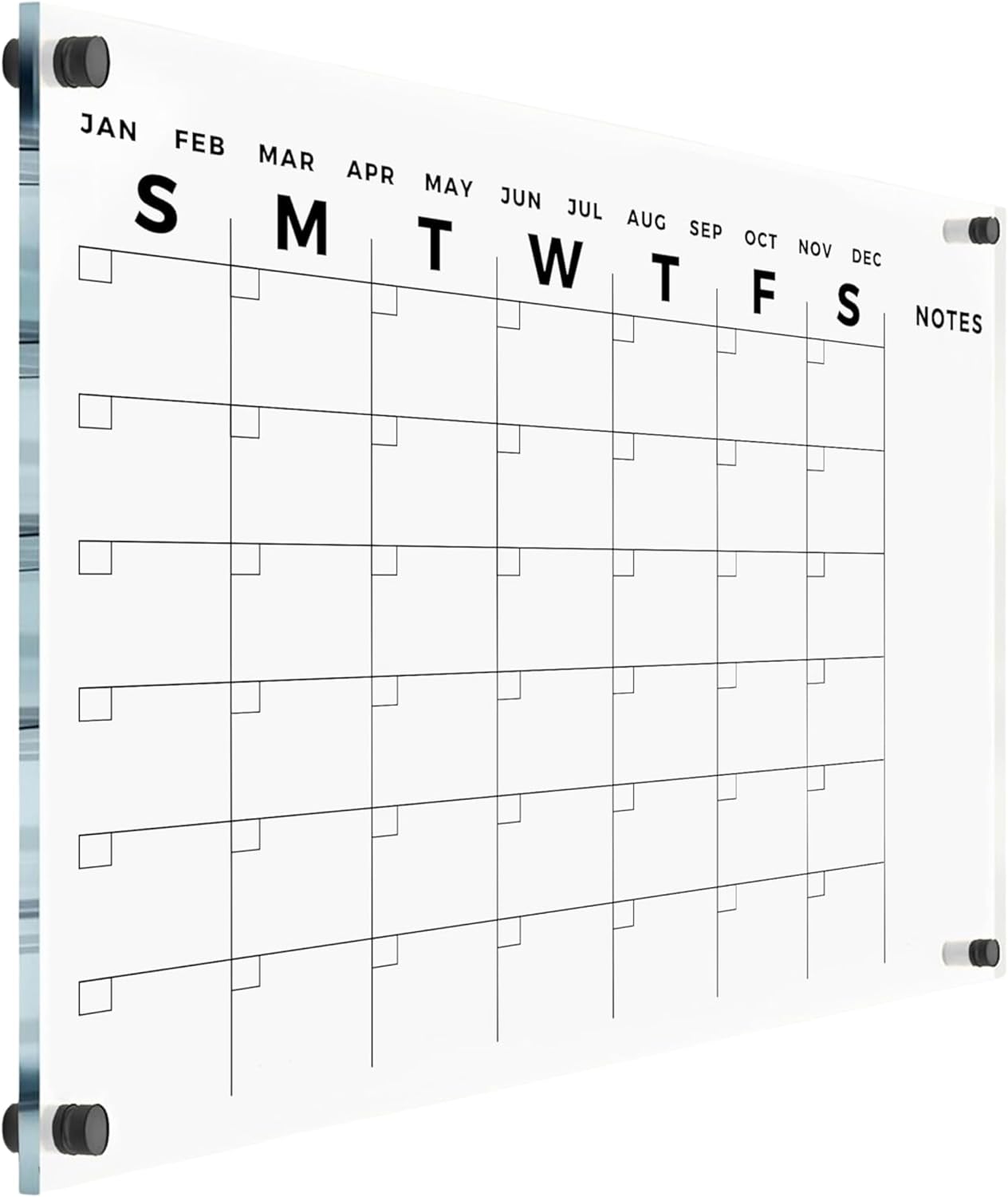 Acrylic Wall Premium Calendar with Black Hardware - Monthly and Weekly Board Family Planner - Dry Erase Family Calendar - Marker (40x28'' (XLarge) - Black Standoff)