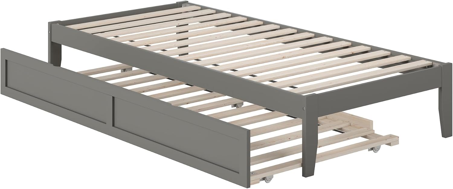 AFI Colorado Twin XL Size Platform Bed with Twin XL Trundle and Charging Station in Grey