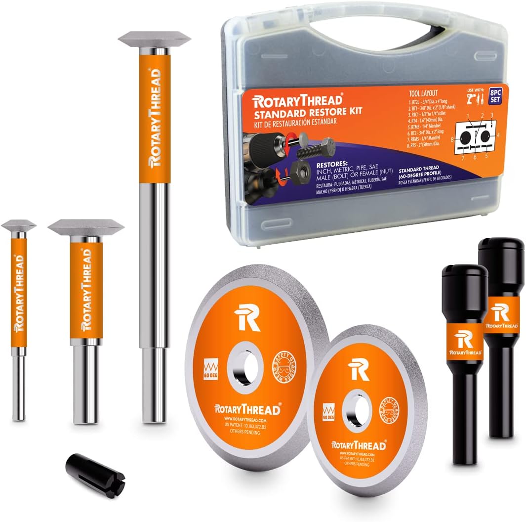 Repair Kits - Faster & Easier to Chase, Restore & Clean Internal or External Threads, All in One Universal Thread Files Set, Inch, Metric, Grooves, Glands, Acme, Buttress Thread