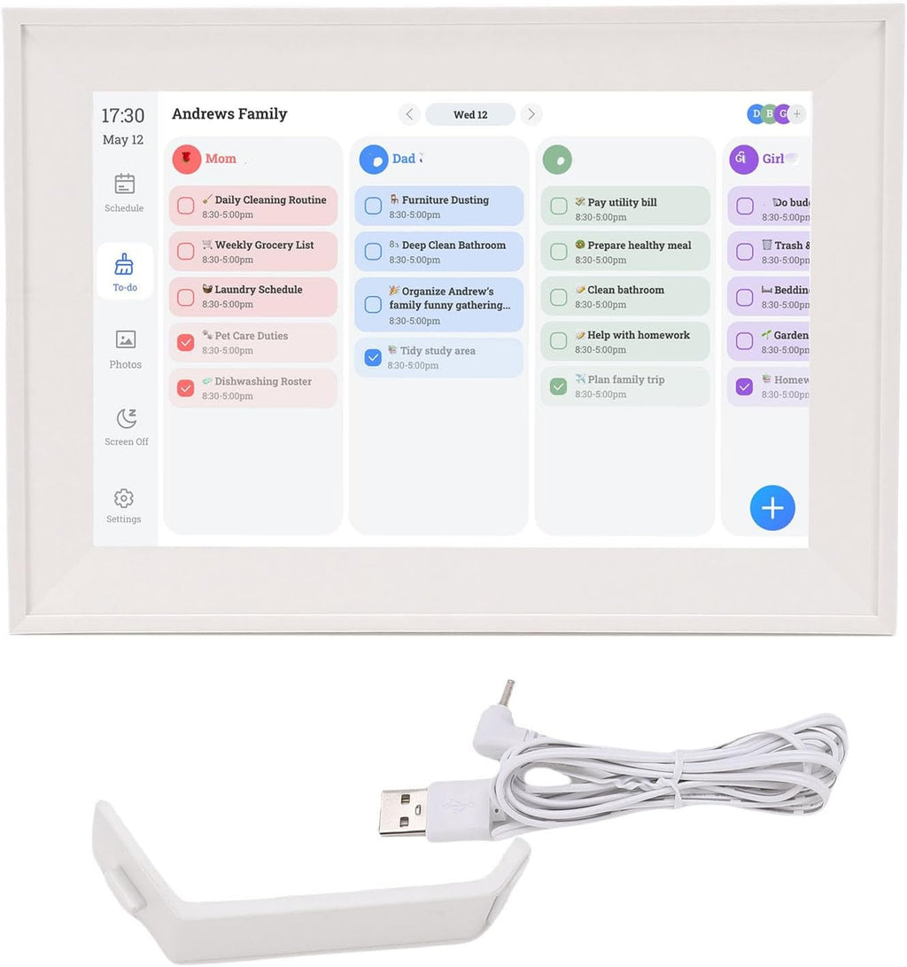ciciglow Smart Digital Calendar, 10.1 Inch Touch Screen Wall Electronic Calendar Planner & Chore Chart for Family Schedules and Cloud Photo