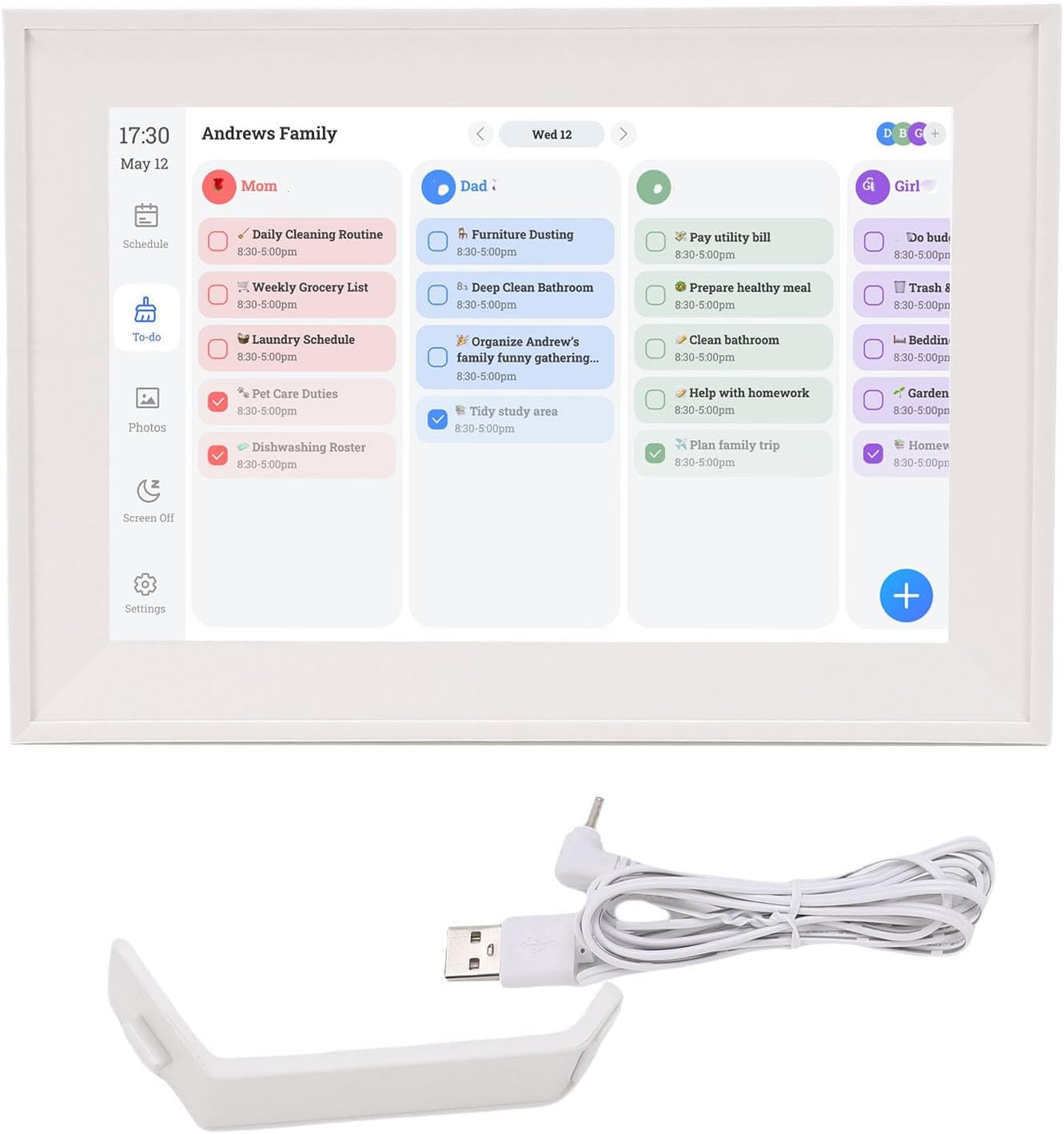 Digital Calendar, 10.1 Inch LCD Touch Screen Family Planner with WiFi Sync, Smart Photo Frame, Digital Display for Home Office Schedule