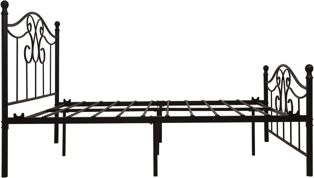 Vintage Sturdy Full Size Metal Bed Frame with Headboard and Footboard Basic Bed Frame No Box Spring Needed (Full,Black)