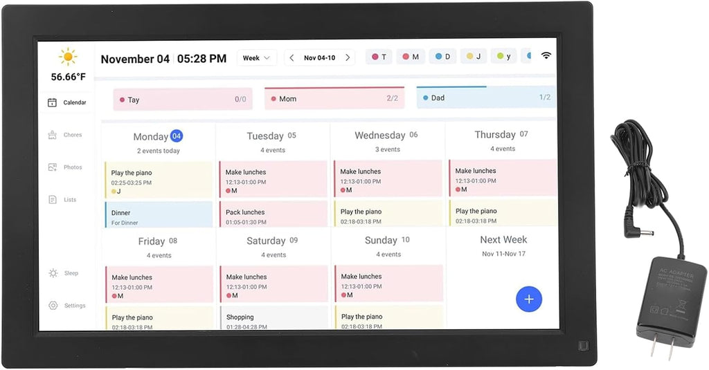 ciciglow 15.6in Smart Digital Calendar, 1080P HD Touchscreen Wall Mount Smart Family Planner Interactive Chore Chart Meal Planner Storage, Sleep Function (US Plug)