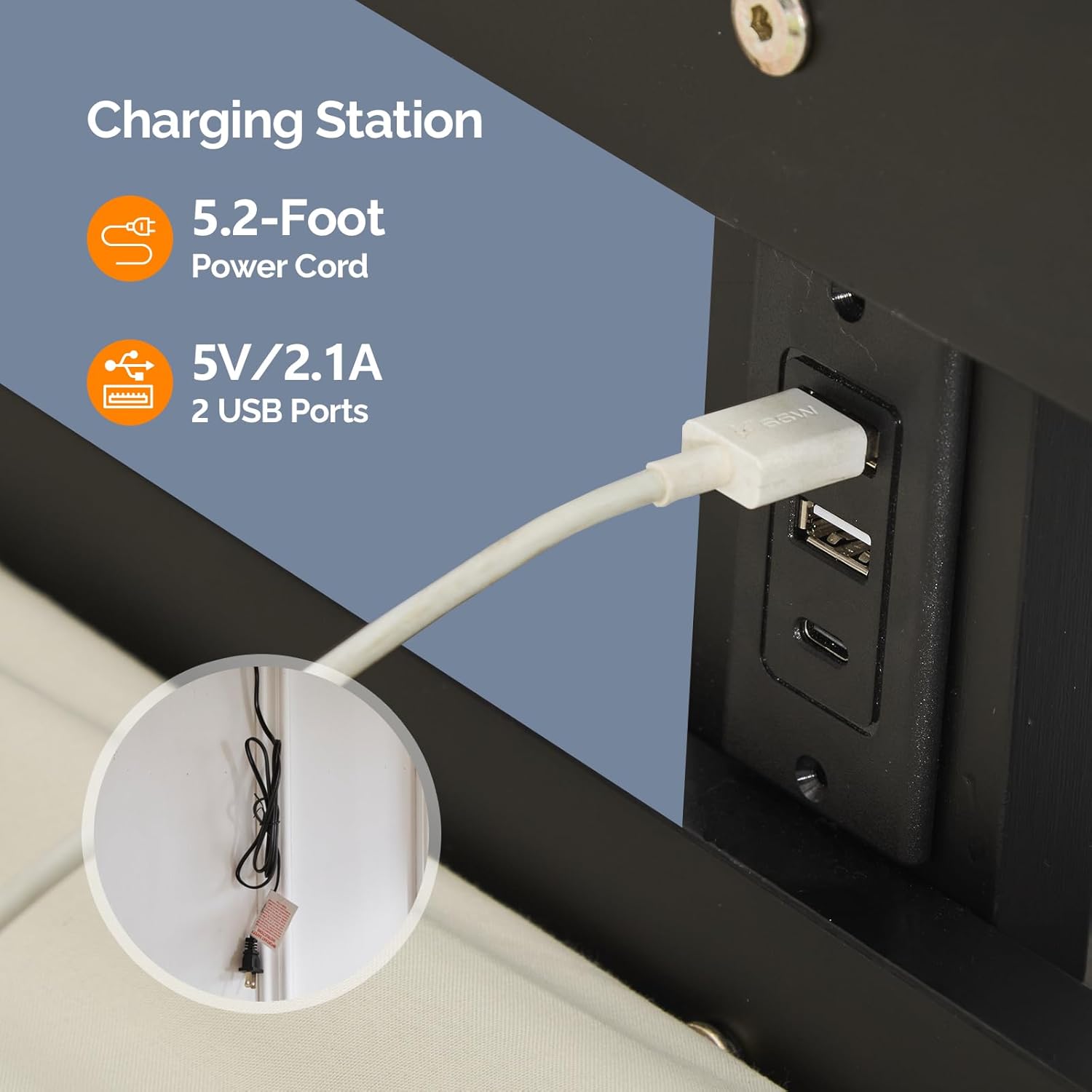 VINGLI Loft Bed Full Size with 15 inches Guardrail/USB Charging Station/LED, Solid Wood Double High Sleeper with Flat Rungs for Kids/Teens/Adults,No Box Spring Needed, Black