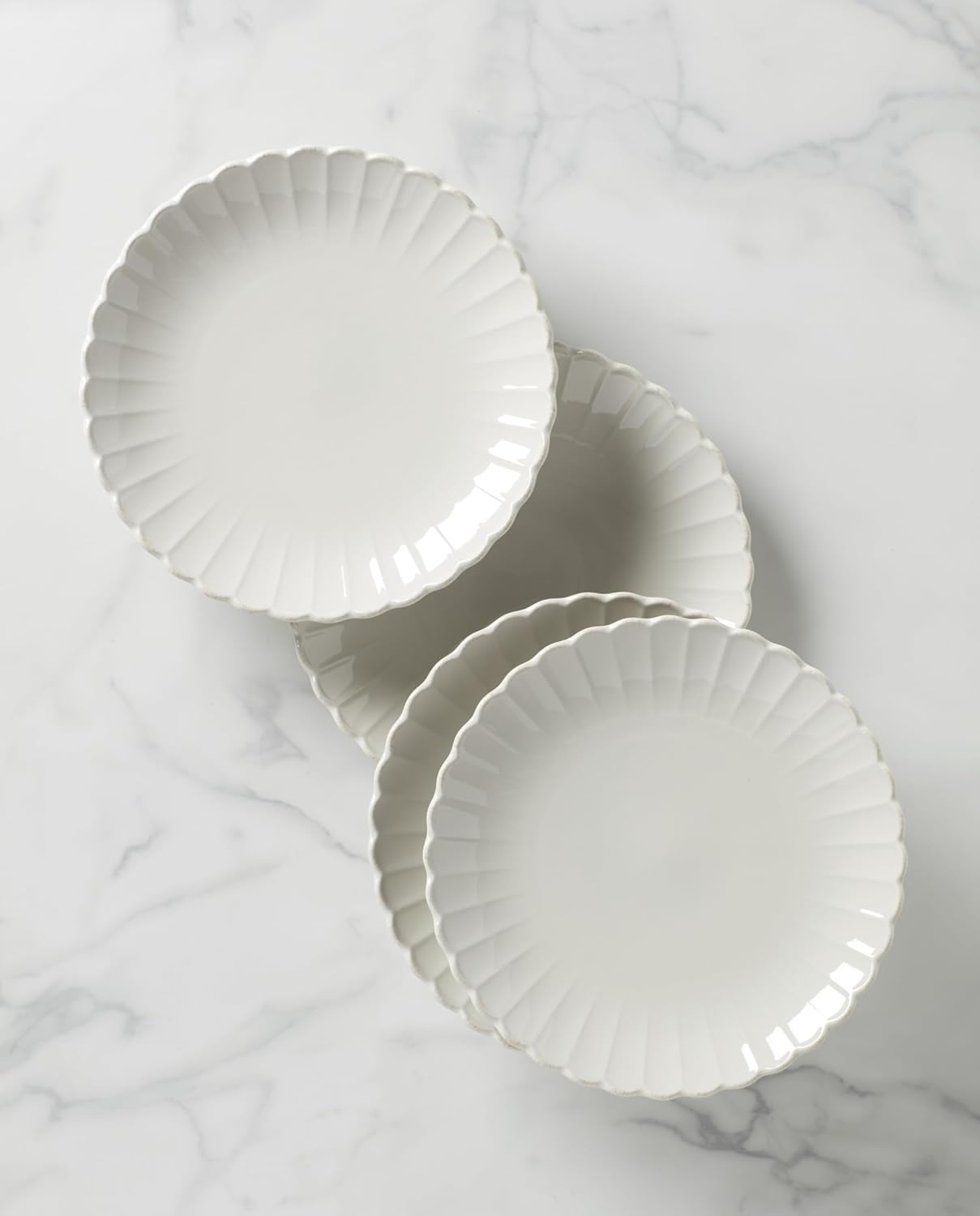 Lenox Dinner Plates Set, 4-Piece French Perle Scallop White Dinner Plate Set For 4, 11-inch Stoneware Plates, Dishwasher Safe Dishes, Microwave Safe, Dinnerware Sets, Dish Sets for 4 (White, 4 Piece)