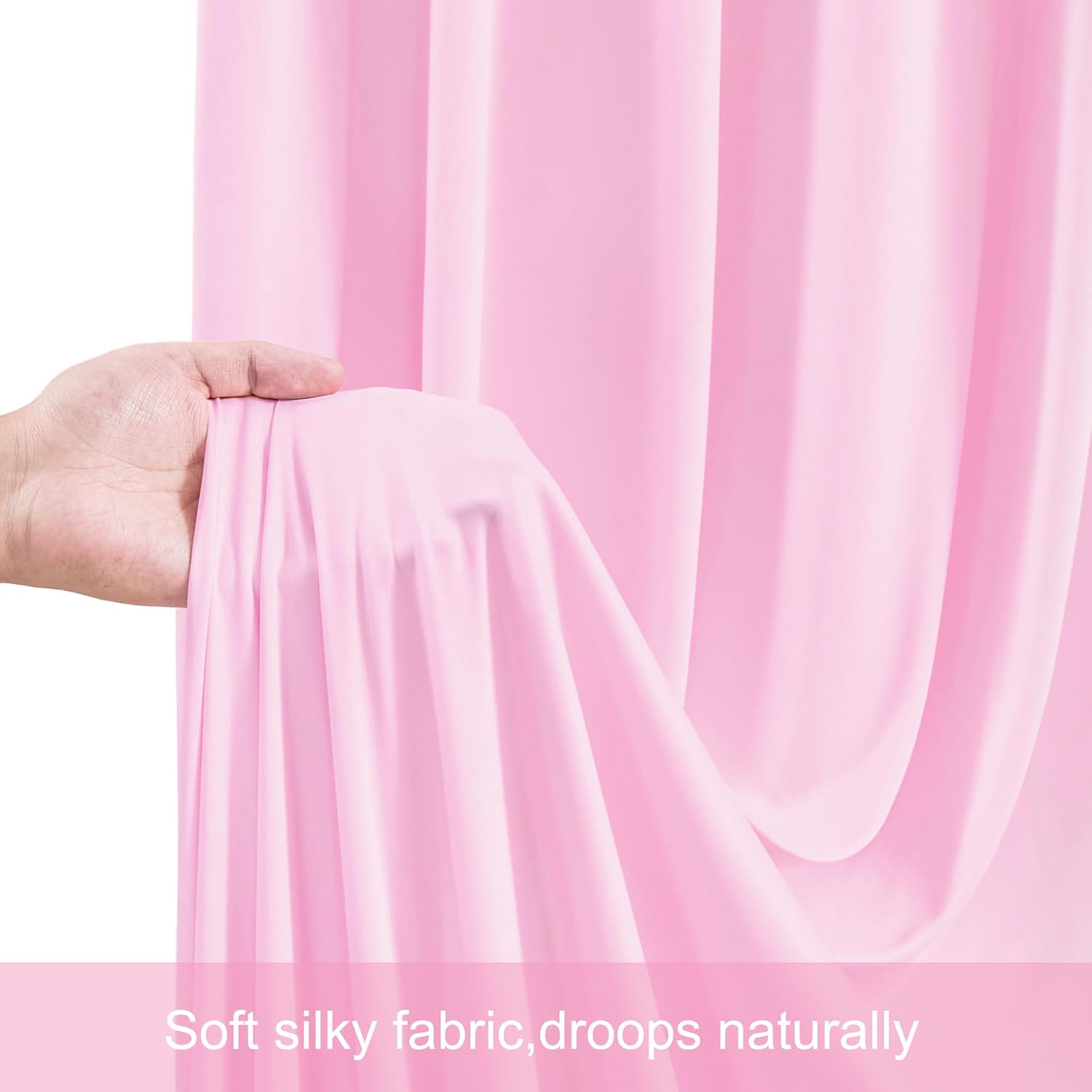 40ft x 12ft Light Pink Backdrop Curtains Wrinkle Free Backdrop Curtain for Wedding Parties Pink Fabric Backdrops Drapes Back Drop Cloth Bridal Shower Stage Curtains Wedding Decorations for Reception