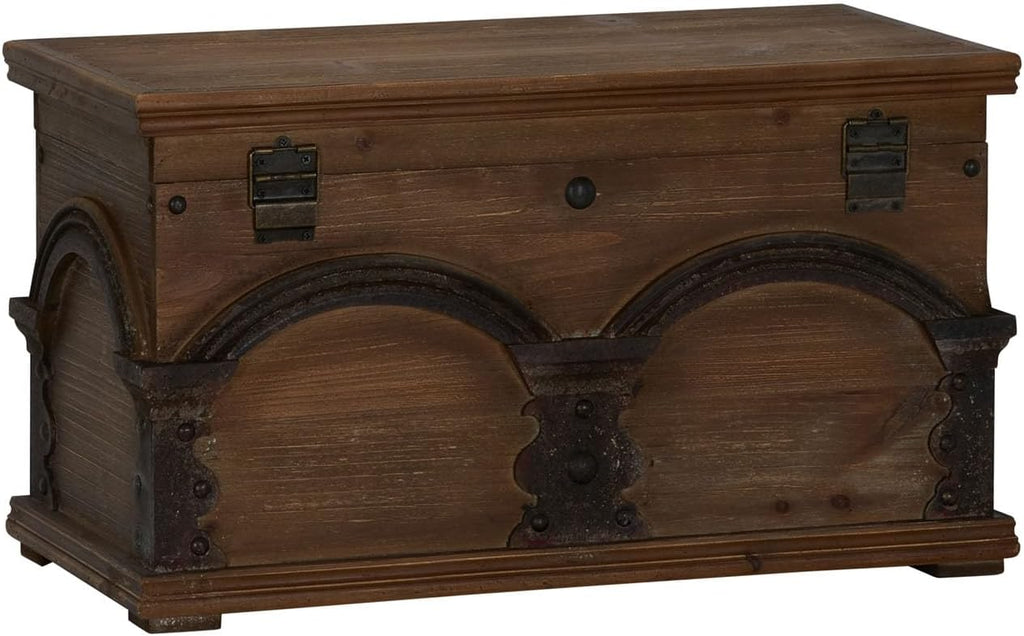 Household Essentials Wooden Arch Trunk Storage Chest, Small, Brown