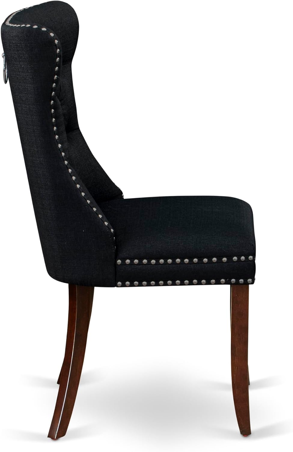 East West Furniture HLDA3-MAH-24 3 Piece Dining Room Furniture Set Includes a Round Wooden Table with Pedestal and 2 Polyester Fabric Upholstered Chairs, 42x42 Inch, Mahogany