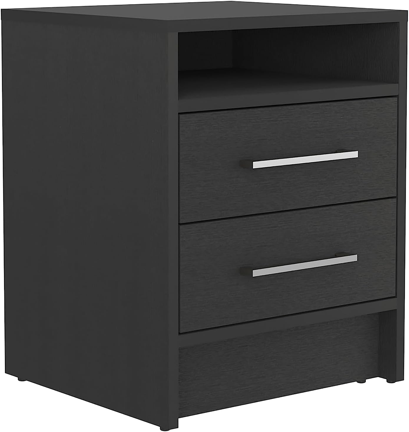 3-Piece Bedroom Set Wardrobe and 2 Nightstands, Easy Assembly Retro Furniture Suite with Drawers, Black