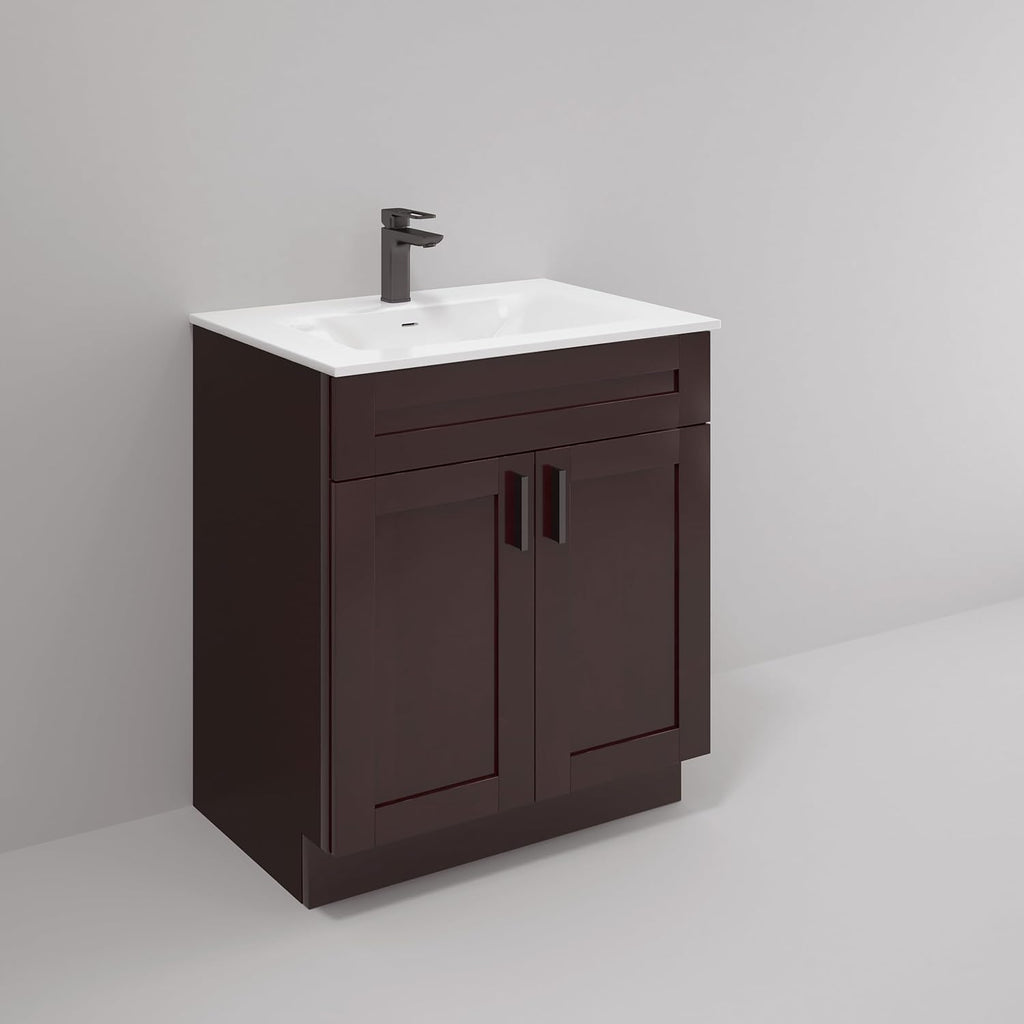 30' Espresso Shaker Bathroom Vanity Base – Ready-to-Assemble Sink Cabinet, Freestanding Bathroom Vanity Base Only, No Top or Sink