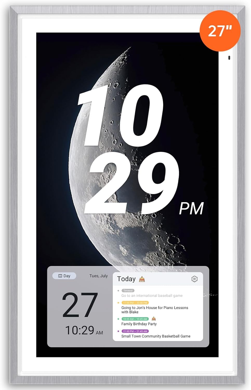 Apolosign 27-inch Digital Calendar & Smart Family Wall Planner, No Subscription, Shared Touchscreen Display with Calendar Sync, Chore Charts & Family Scheduling Hub, Wall Mount Included (Gray)