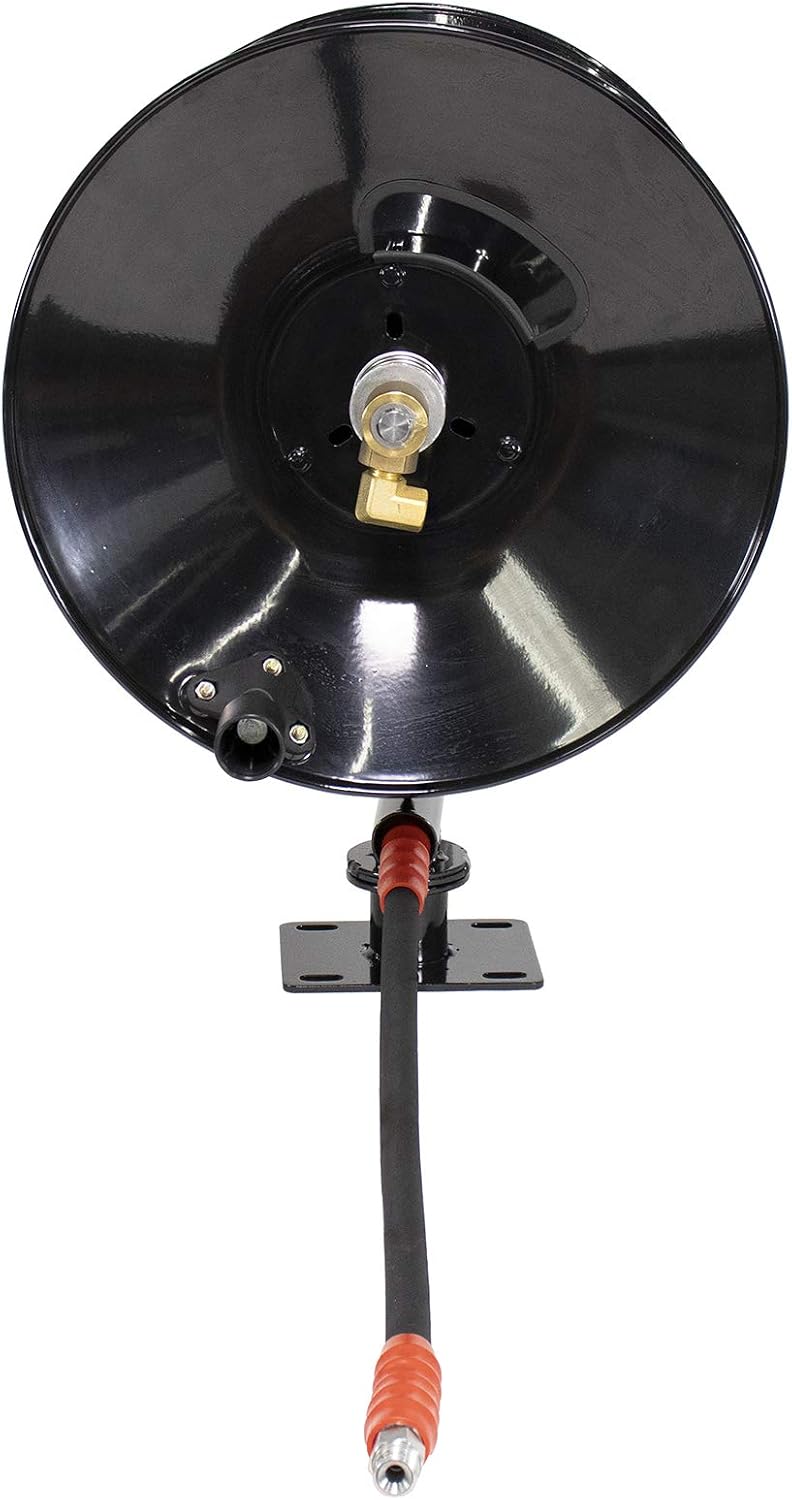 5100 PSI 3/8' x 100' Pressure Washer Hose Reel with 360 Degree Swivel Base