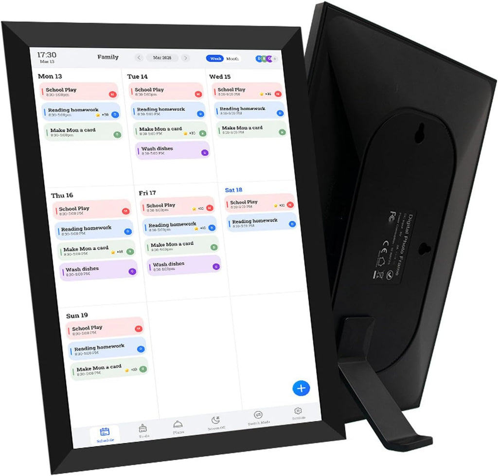 Jiawu 10.1 Inch Smart Digital Calendar Planner & Chore Chart, HD Touch Screen Interactive Display for Family Schedules, Desk Smart Calendar Seamless Scheduling