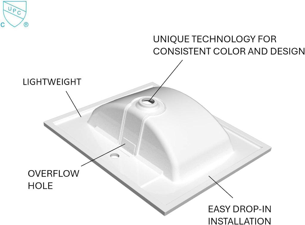 31' Bathroom Vanity Top with Integrated Sink – Solid Surface Resin Streamline Countertop, Single Faucet Hole, Built-in Overflow, Easy-to-Clean Matte White Finish, 31' W x 22' D