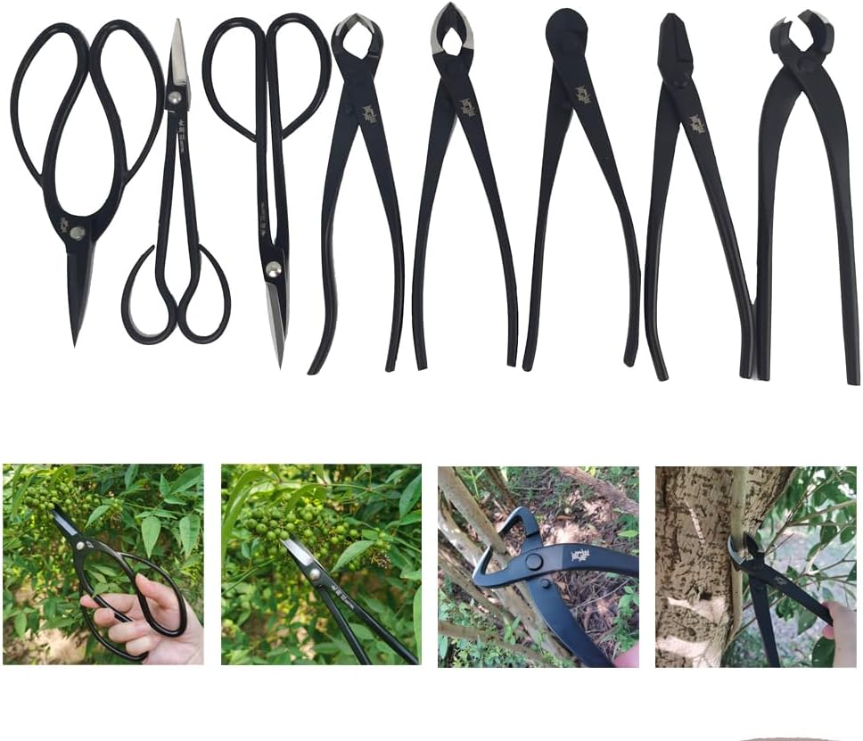 Durable Bonsai Plant Tree Scissors Trimming Cutting Tool Set With Green Storage Bag Pruning Tools Garden Accessories