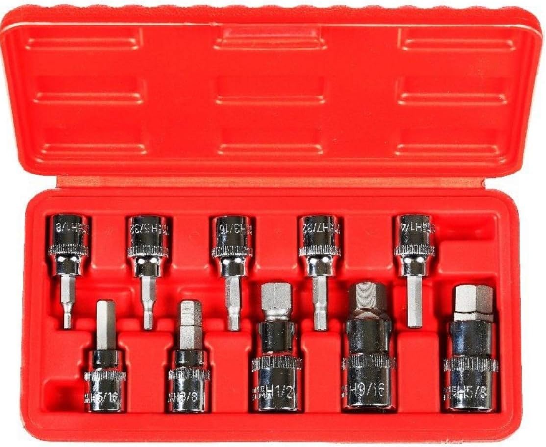 20pc 3/8' & 1/2' Drive Hex Key Allen Head (METRIC & SAE) Socket Bit Set w/CaseมJikkolumlukka