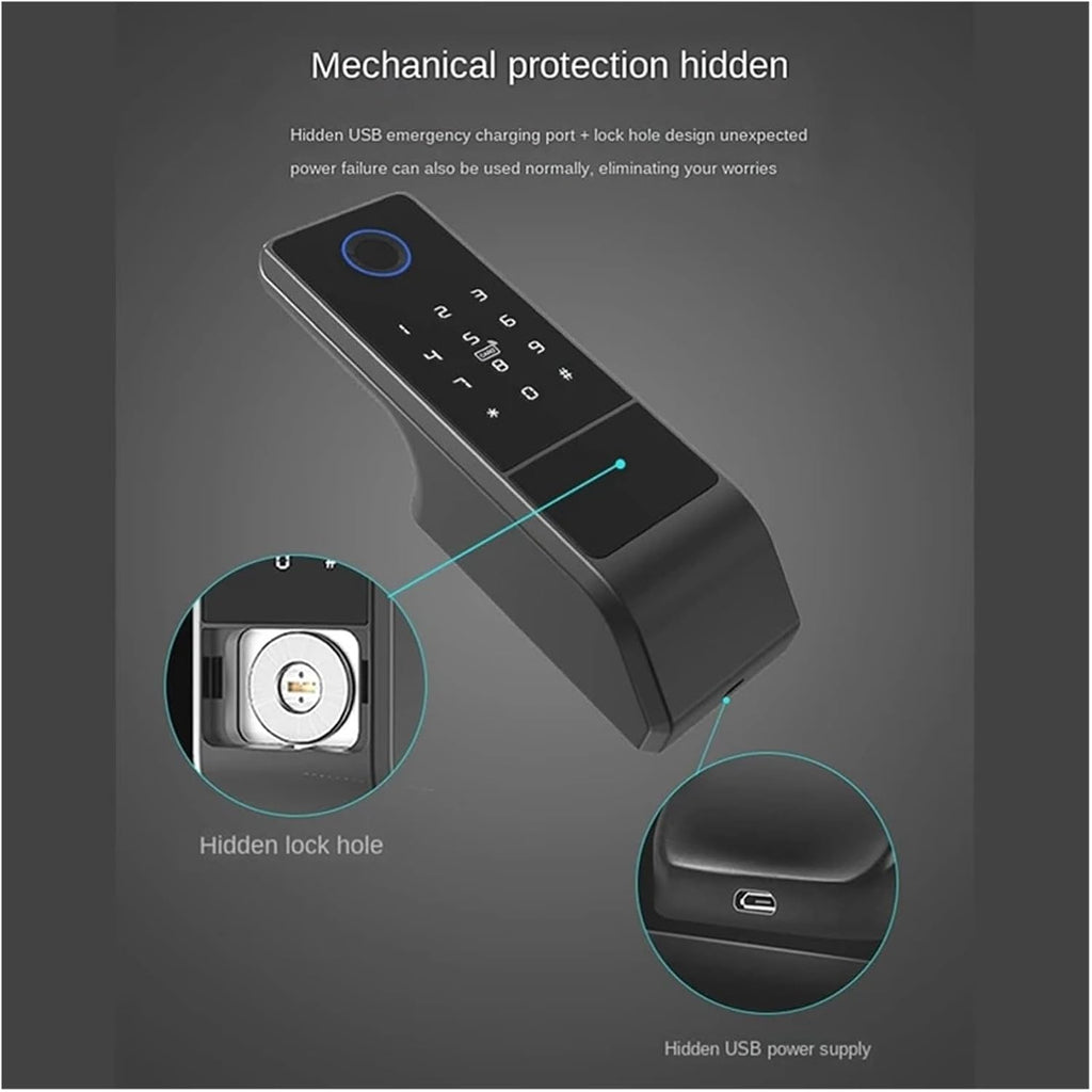 Waterproof Tuya WiFi Smart Door Lock Digital Password Double Fingerprint Electronic Rim Lock for Outdoor Iron Gate Door