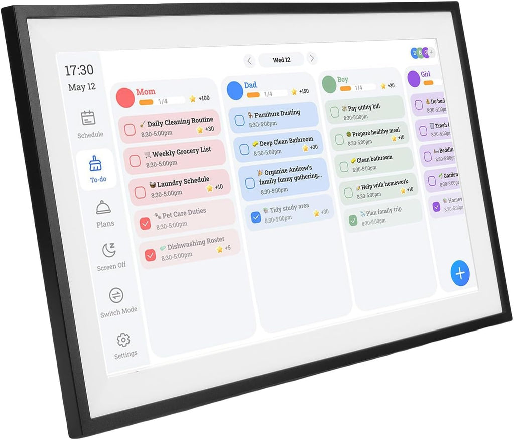 AYNEFY Smart Digital Calendar,15.6 Inch HD Touchscreen Wall Mounted Desktop Placement Digital Picture Frame Family Calendar Planner with APP for Share Family Schedules (Black Frame)