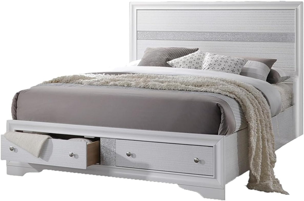 GOWE Traditional Style Full 4 Piece Storage Bedroom Set Made with Wood in White