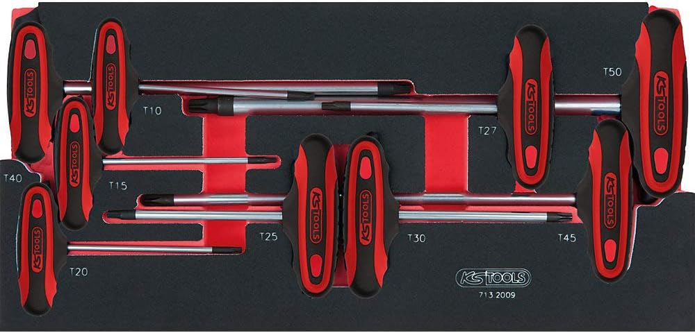 KS TOOLS 713.2009 SCS TX T-Handle hex Key Set, 9 pcs, 1/3 System Insert, one Size, Clear