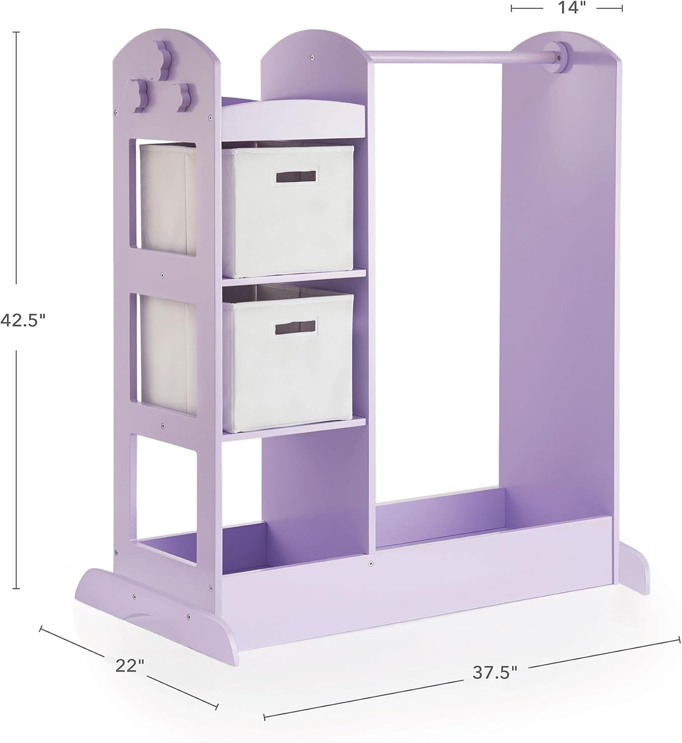 Guidecraft See and Store Dress-up Center – Lavender: Pretend Play Storage Closet with Mirror & Shelves, Armoire for Kids with Bottom Tray - Costume Storage Dresser