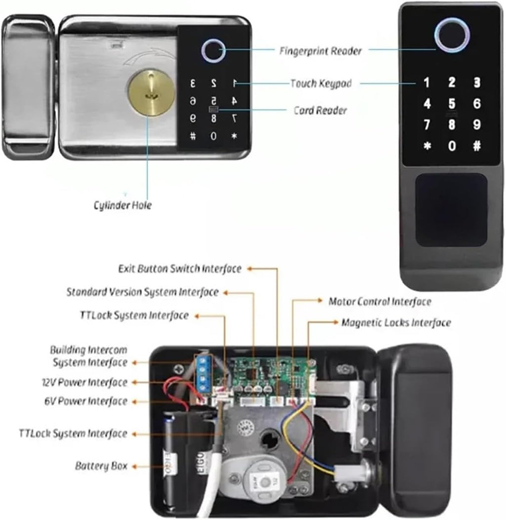 Outdoor Tuya WiFi Waterproof Smart Door Lock，Double Side Fingerprint Sensor Digital Code IC Card TTLock App，Electronic Gate Lock，Smart Lock (Color : Ttlock Code(Remote)), f17heceecc90
