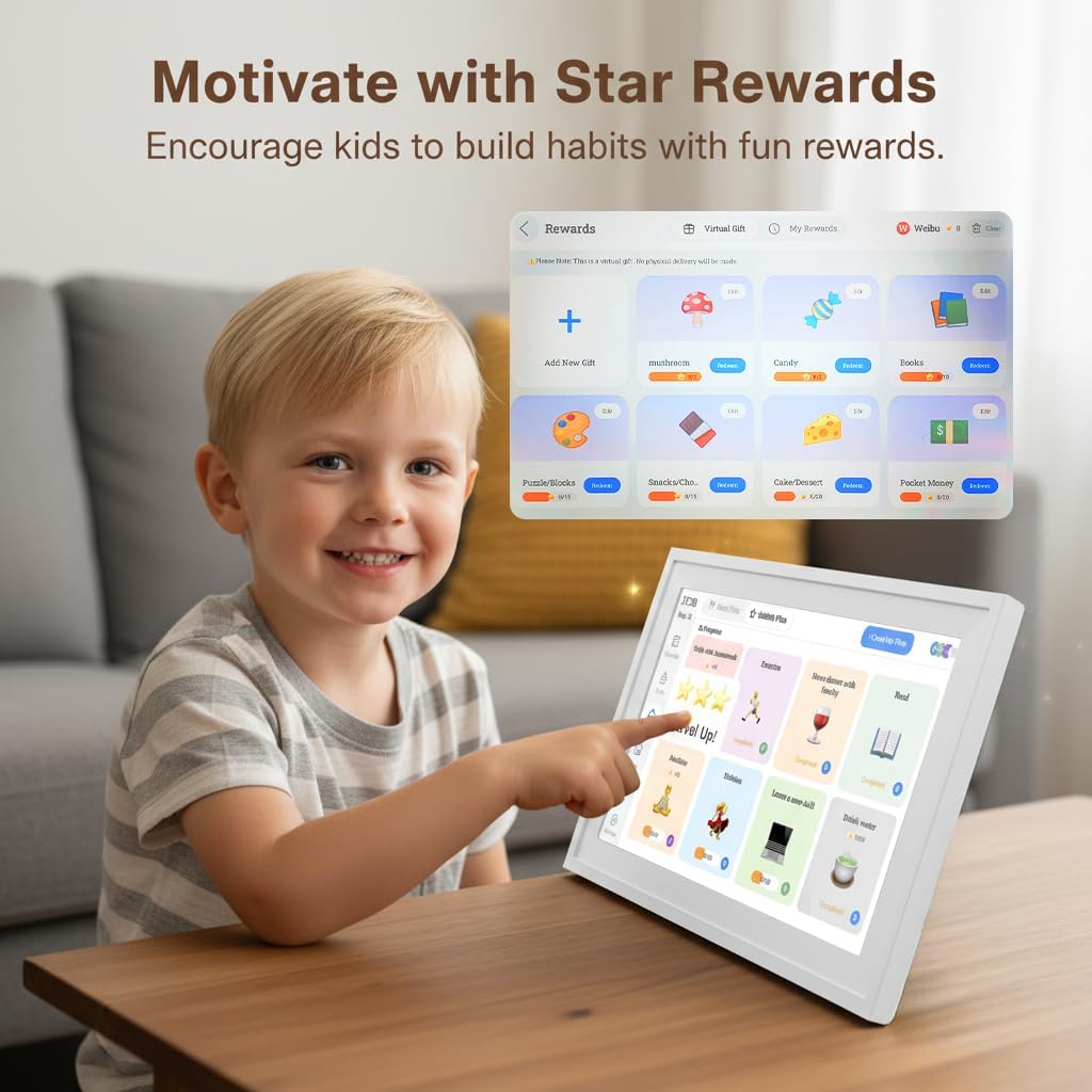 2 in 1 Voice Digital Calendar: Write, Speak & Sync to to-Dos - Touchscreen Family Schedule & Chore Chart with Meal Planner, Picture Frame & Lists (Family Hears Your Original Voice Reminders 15.6')
