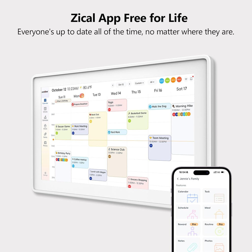 Kinstone Electronic Calendar, 15.6 Inch Wall Planner Smart Digital Calendar | Touchscreen Family Planner with Shared Calendar, Meal Planner, Chore Chart, Digital Photo Frame, Google Calendar Sync