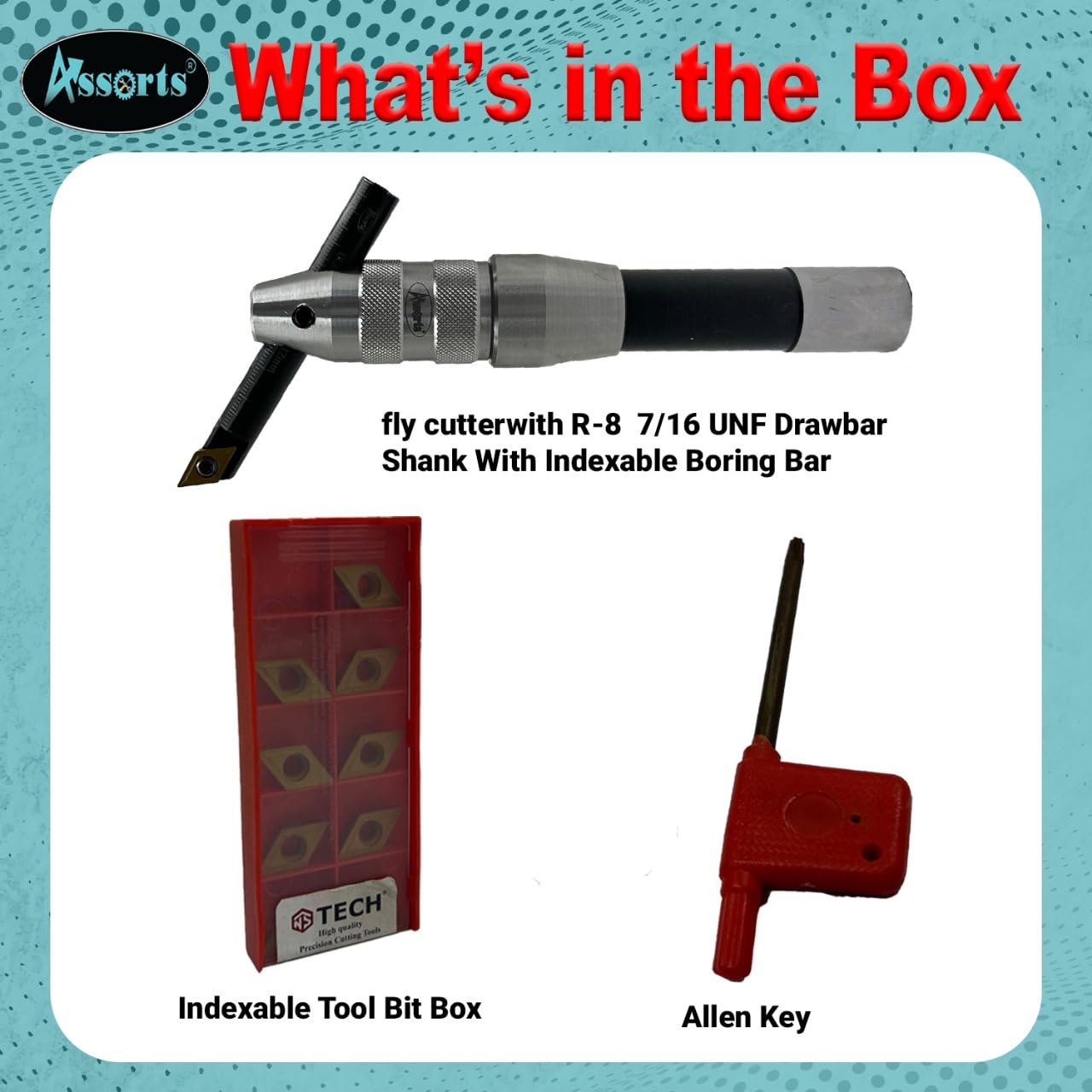 New Fly Cutter with R8 7/16 UNF Drawbar Shank, indexable Boring bar, 10 PCS Inserts (DCMT 11 T304), T-15 Key & Plastic case. Ideal for Facing & Boring. Watch The Working Video for Details