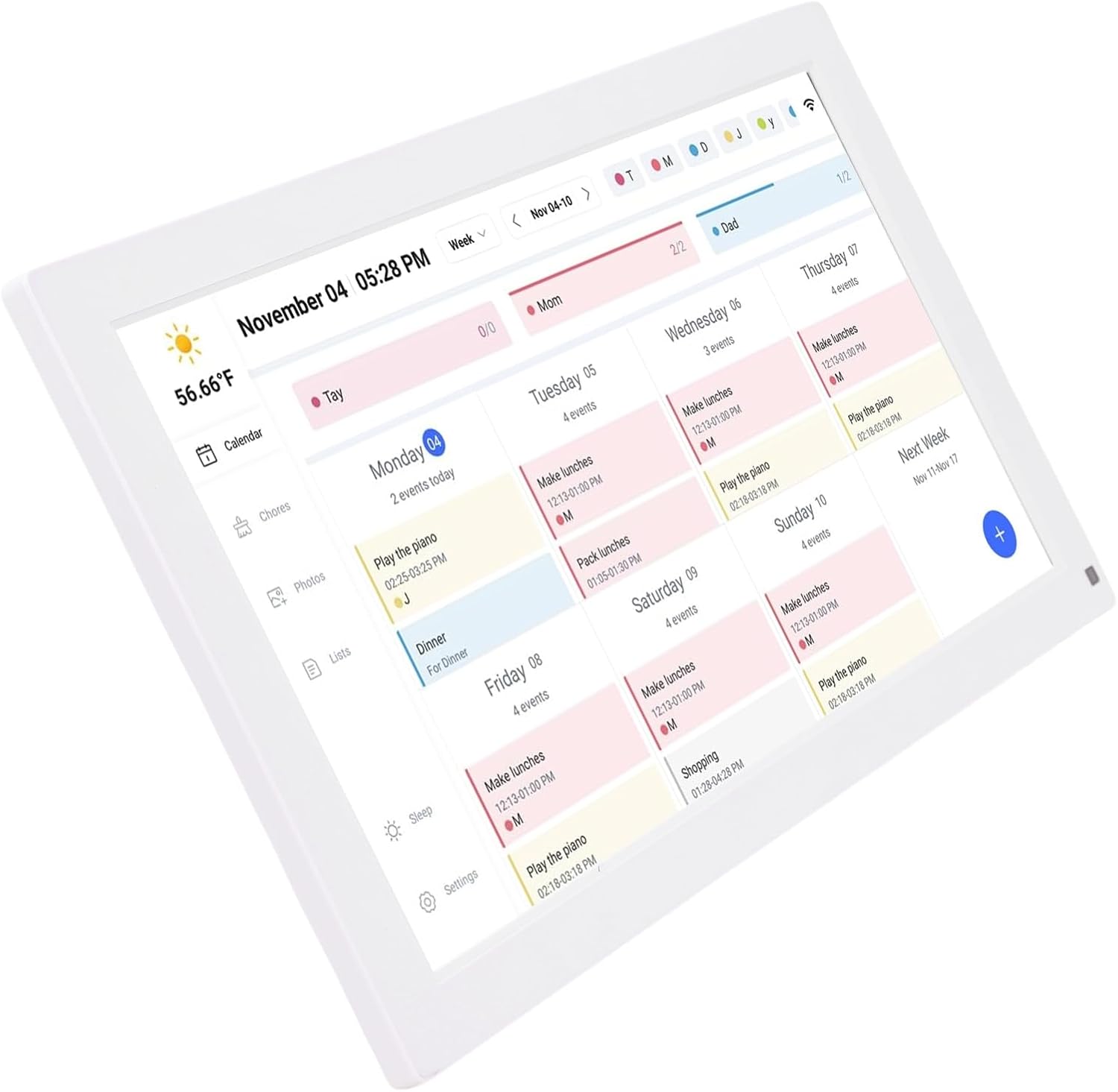 Pomya Digital Calendar, 15.6 Wall Planner, Touch Screen Chore Chart Customize Dashboard, Smart Electronic Calendar for Family Schedules & Meal Planner, Wall Desk Mount (White)