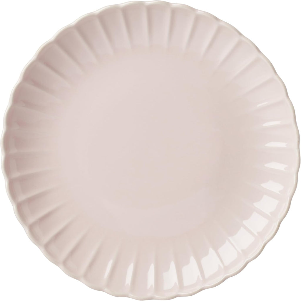 Lenox Dinnerware Set, French Perle Scallop Blush 12-Piece Set, Service For 4, Stoneware, Dishwasher Safe, Microwave Safe, Plates and Bowls sets, Dish Set, Plate Set, Home And Kitchen (Pink, 12 Piece)