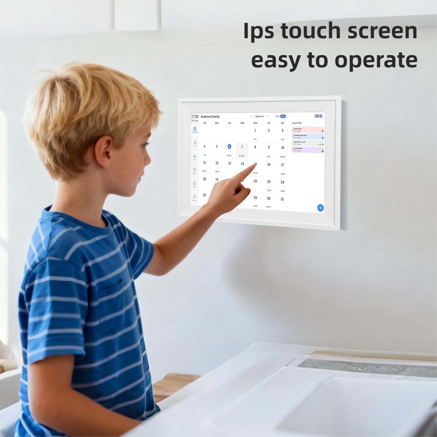 Smart Digital Calendar, 10.1 Inch HD Touchscreen WiFi Dual Band 5G Digital Picture Frame Interactive Family Calendar Planner with APP for Home Great for Schedules Planner (US Plug)