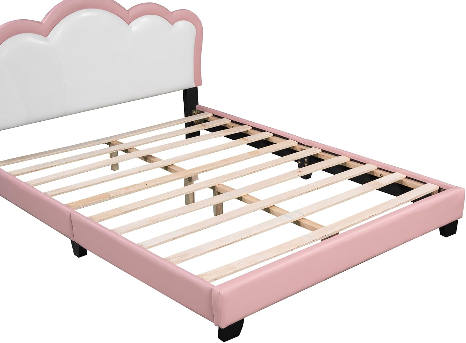Full Size Upholstered Rabbit-Shape Princess Bed,with Headboard and Footboard Frames Platform Bed for Girls Boy Teen Full Bed Frames for Kids Bedroom Atmosphere Easy to Assemble (Pink, Full)