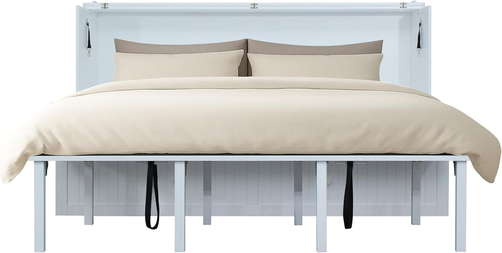 Mega Solutions Murphybedz Tuscany Murphy Cabinet Chest Bed with Charging Station 6 Inch (White, King)