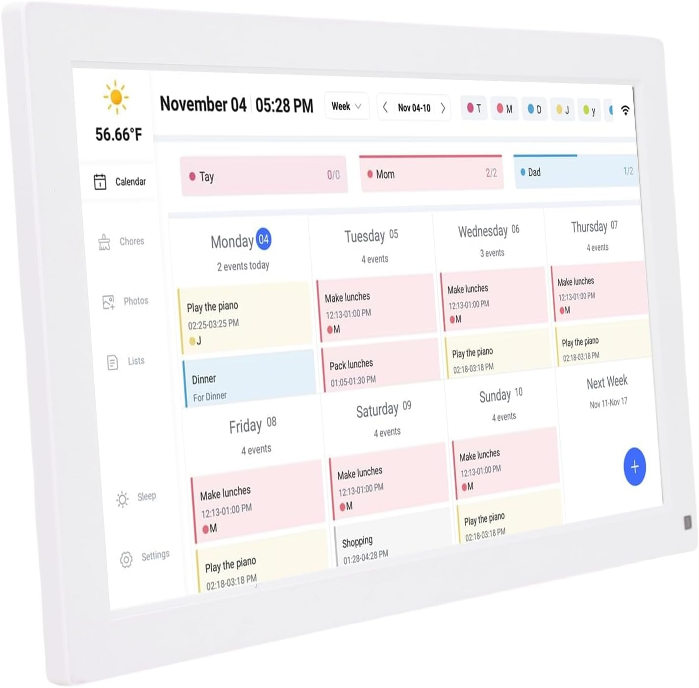 15.6 Inch Smart Digital Calendar Planner Interactive Display Wall Desk Mount 32GB (US Plug)