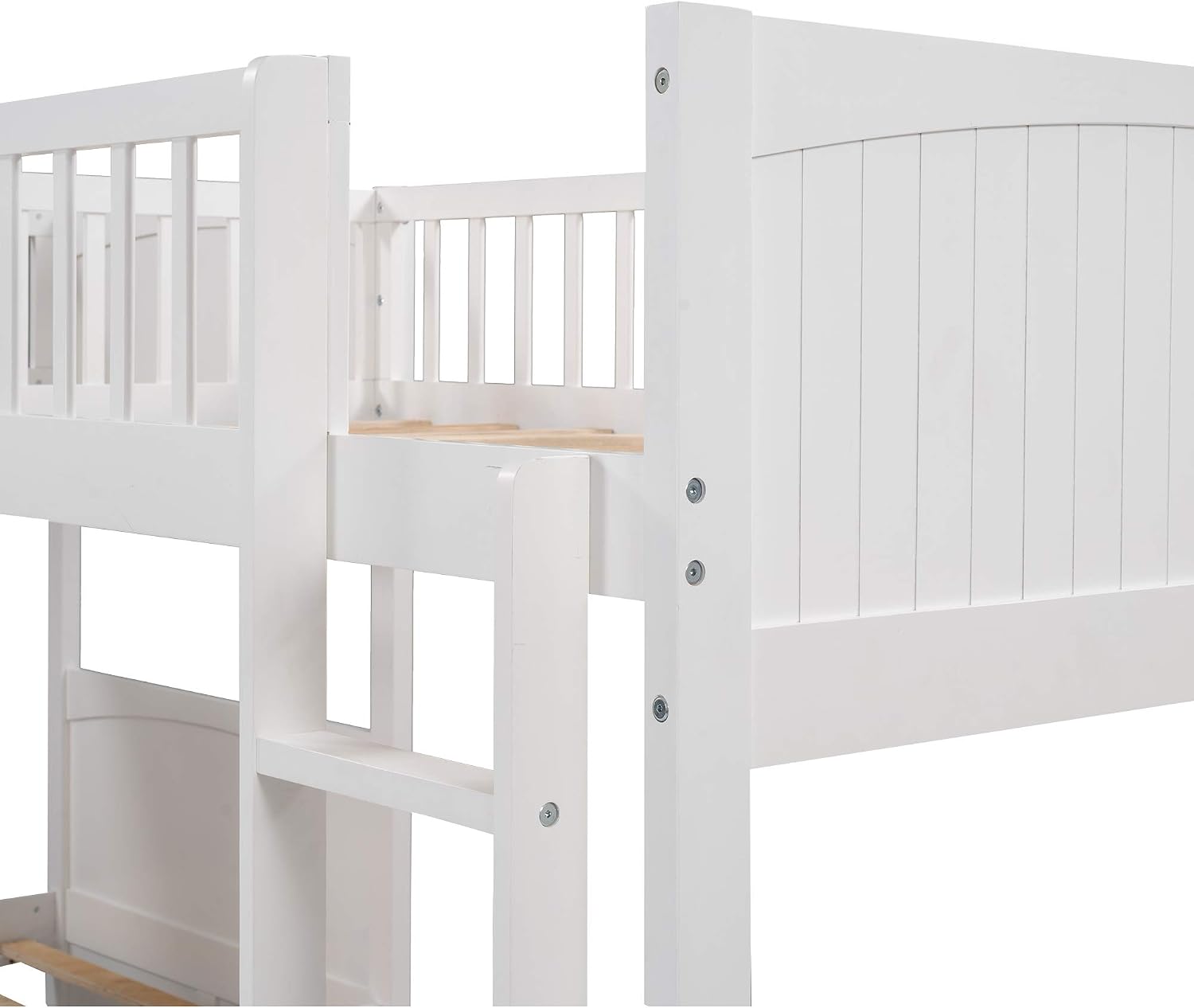 Flieks Triple Bed Twin-Over-Twin-Over-Twin Bed L Shaped Bunk Bed with 2 Drawers and 2 Ladders, No Box Spring Needed