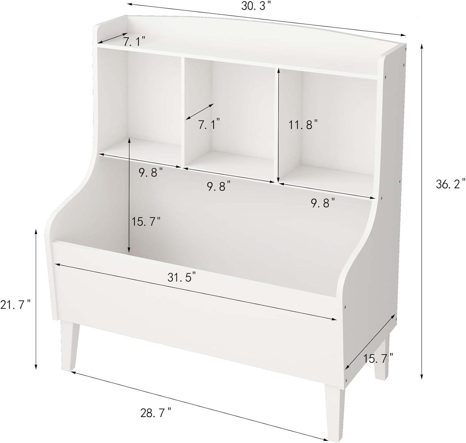 Kids Bookshelf and Toy Storage Organizer，Bamboo Bookcase，Fit for Children's Room, Playroom, Bedroom,Hallway, Kindergarten (White)