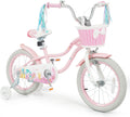 HONEY JOY Kids Bike, 12 14 16 18 Inch Girls Bike w/Training Wheels, Streamers, Basket, Handbrake & Coaster Brake, Fully Enclosed Chain, Mermaid Princess Children Bike for 3-8 Years Old