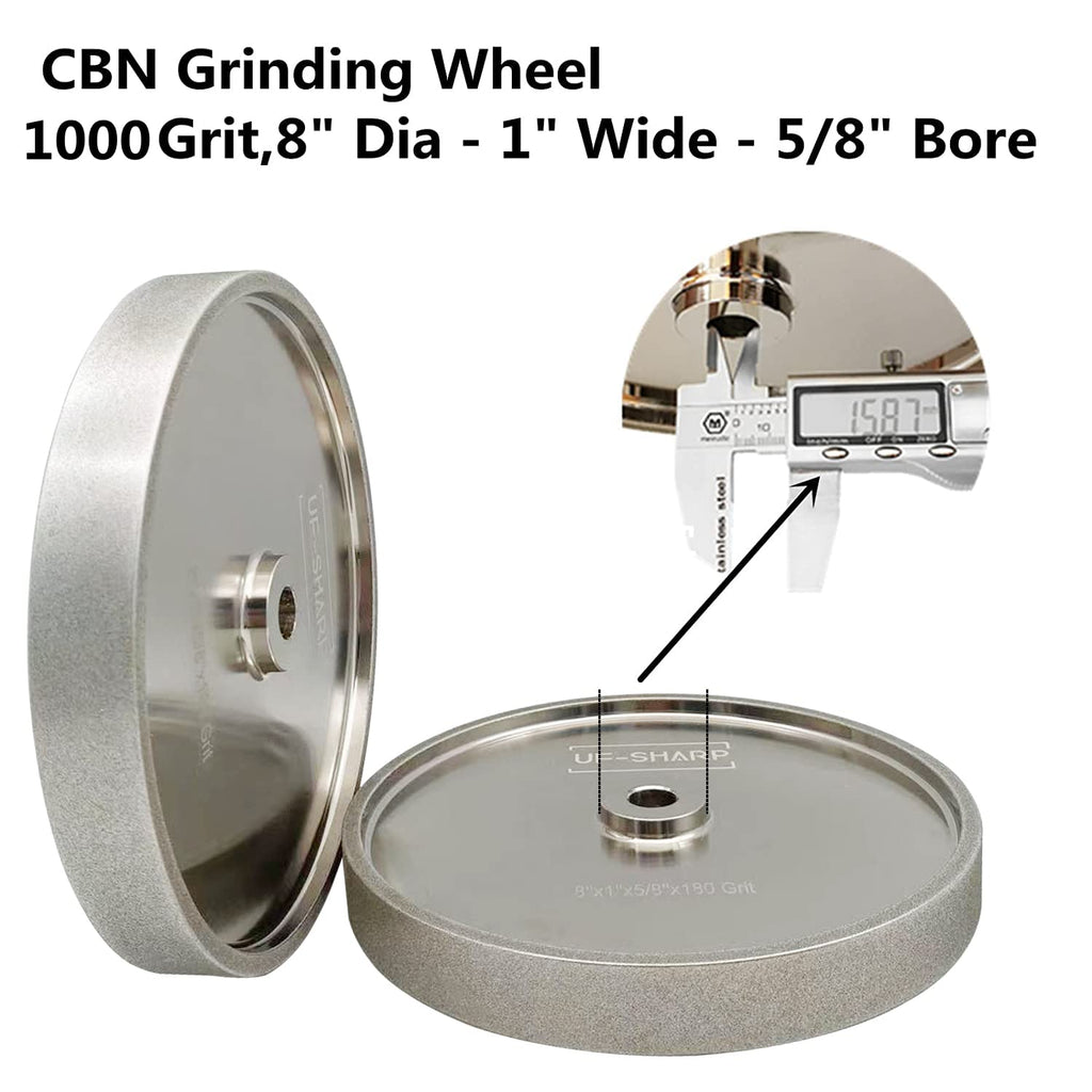 CBN Grinding Wheel 8 inch 1000 Grit, 1' Wide, 5/8' Arbor, Suitable for All Kinds of 8-inch Bench Grinders (1000 Grit)
