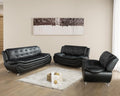 Contemporary Living Room Furniture Set, Vegan Leather Sofa Set for Living Room/House/Bedroom/Office/Apartment (Black, Sofa;Love;Chair)