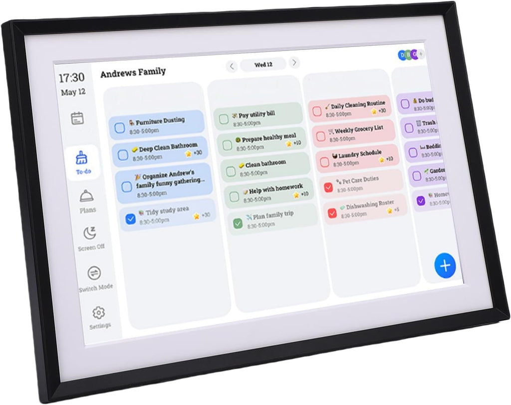 Estink 10.1 Inch Smart Digital Calendar Frame Electronic Calendar Touchscreen Wall Mounted Digital Photo Frame for Family Planning Meal Organization HD Display App Control (US Plug)