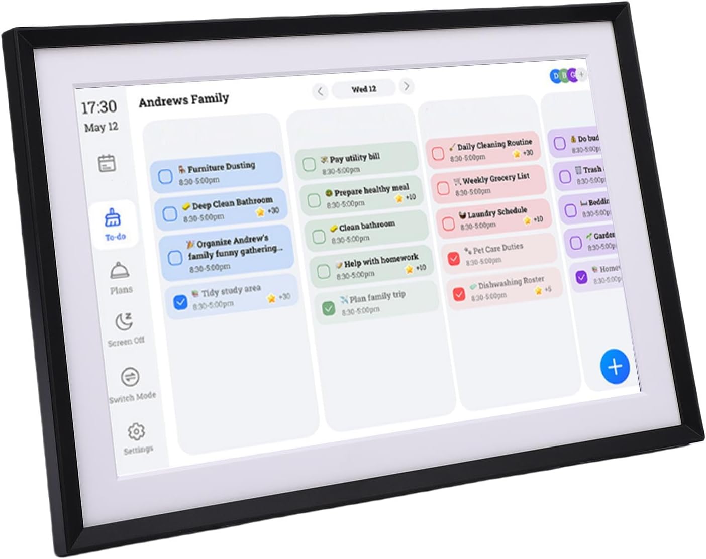 Estink 10.1 Inch Smart Digital Calendar Frame Electronic Calendar Touchscreen Wall Mounted Digital Photo Frame for Family Planning Meal Organization HD Display App Control (US Plug)