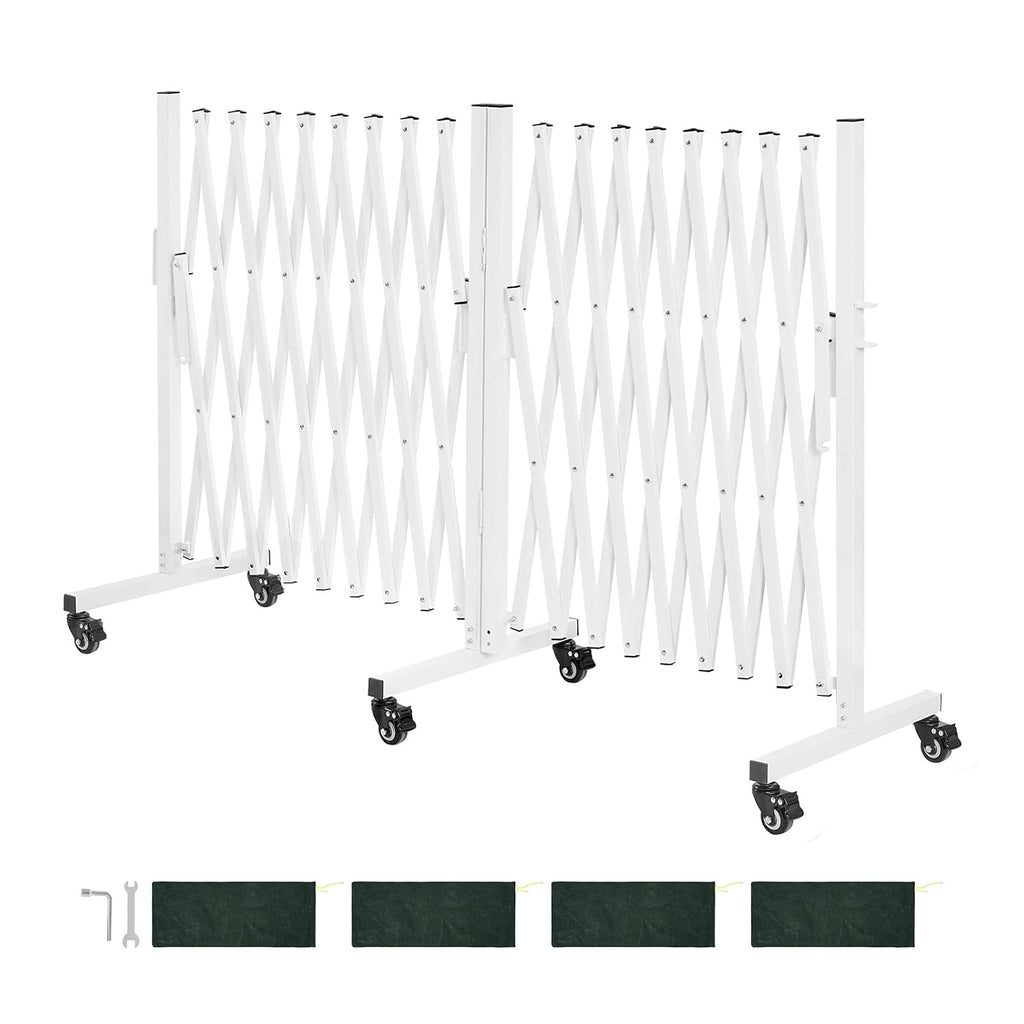 VEVOR Double Expandable Barricades, 18FT Expandable Safety Barrier, 0-180° Rotatable Mobile Barricade with Locking Casters, Portable Folding Security Gate Traffic Fence for Patio Garden Stairway
